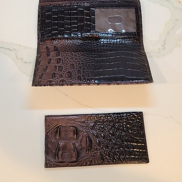 Brahmin Vintage trifold checkbook wallet in Cocoa Melbourne EUC - Picture 6 of 8